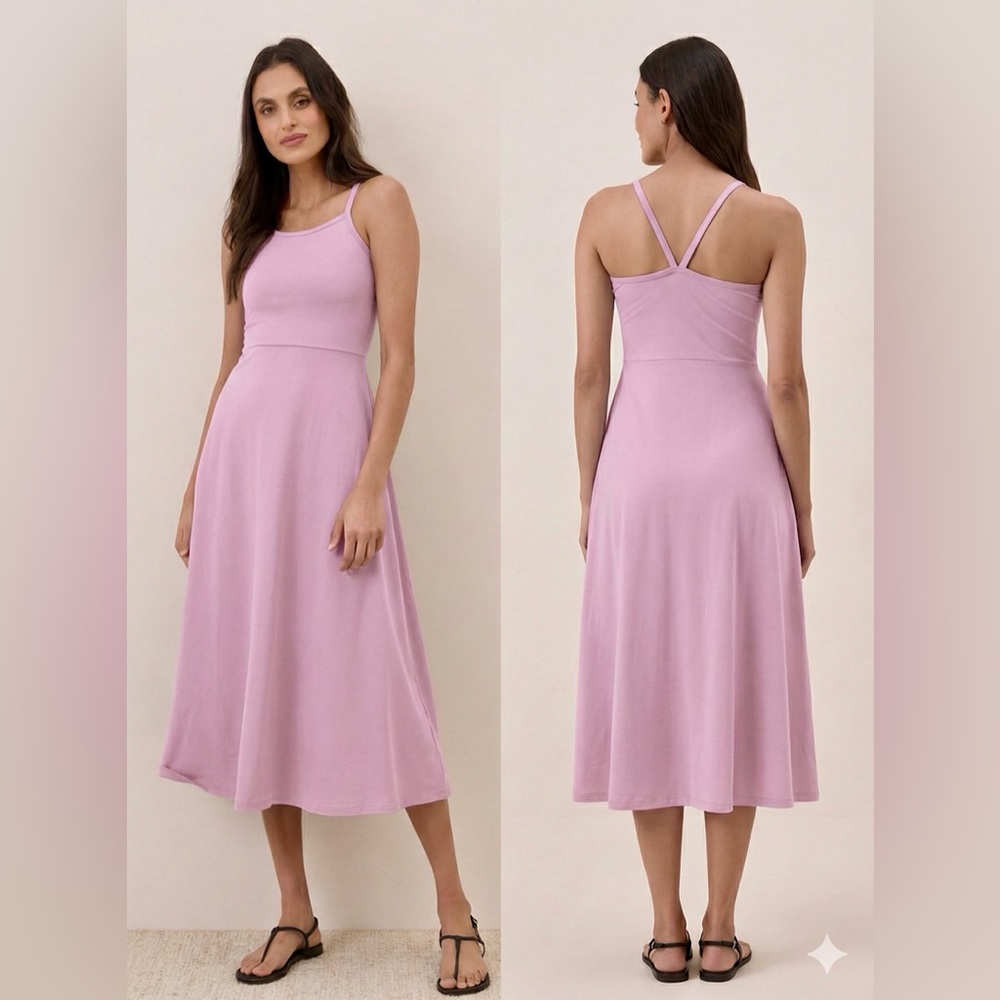 NWT Pact Organic English Lavender Fit & Flare Midi Dress - S